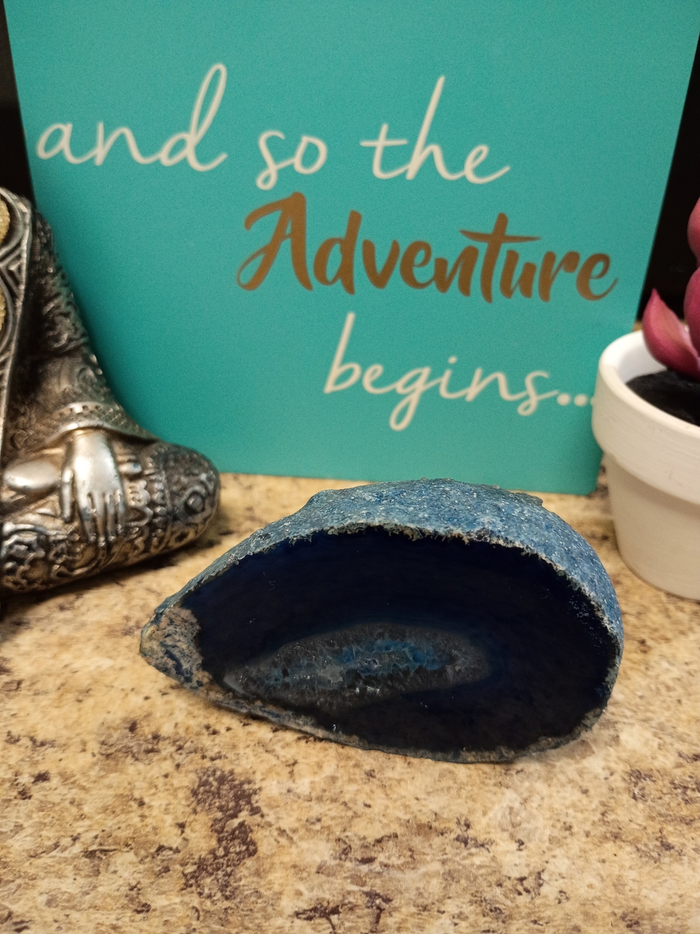 Blue Agate From Brazil Decorative Geode Slice - Home Accent - Picture 5 of 9